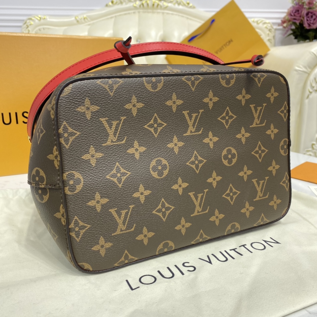 Louis Vuitton NEONOE MM Bucket Bag Monogram M44021 Coquelicot Red